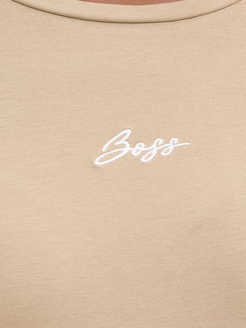 BOSS Orange t-shirt bawełniany C Elove embro damski kolor beżowy 50554696