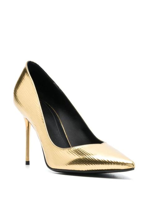 Balmain 100mm metallic pointed-toe pumps - Yellow