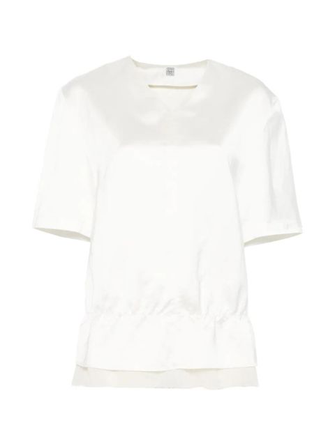 TOTEME V-neck satin top - Neutrals - zdjęcie produktu nr 1