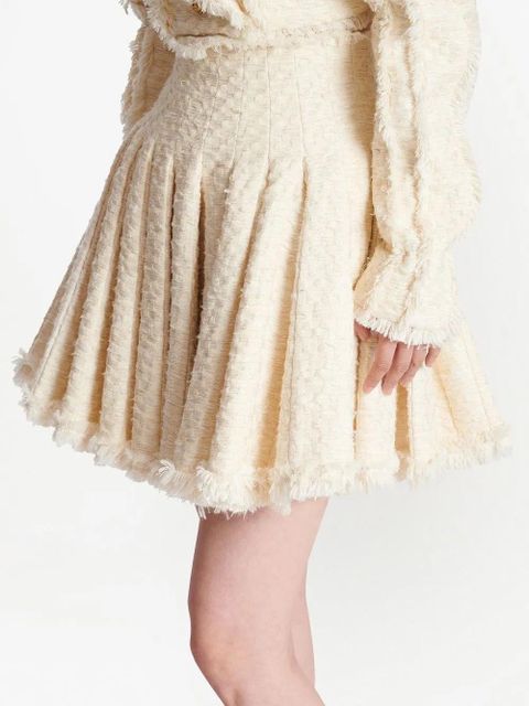 Balmain pleated tweed skirt - White
