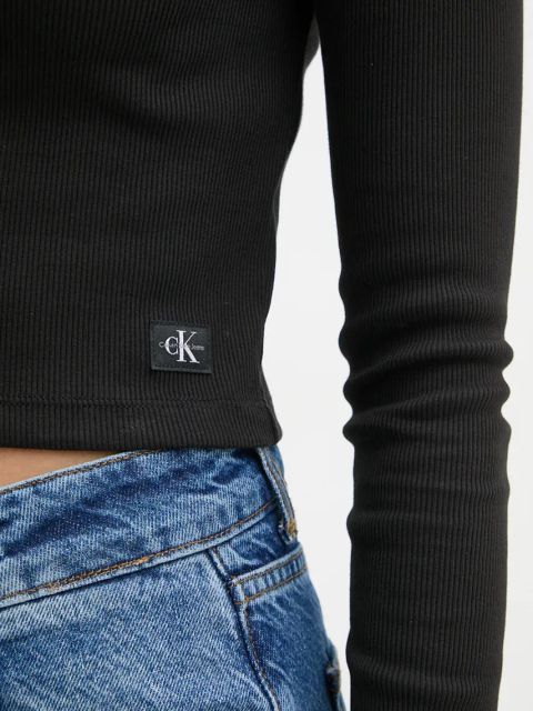 Calvin Klein Jeans t-shirt damski kolor czarny z golfem J20J224196