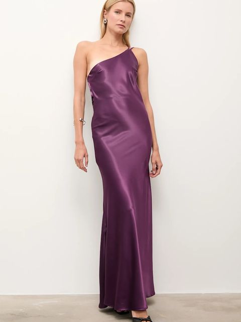 Answear.LAB sukienka kolor fioletowy maxi rozkloszowana