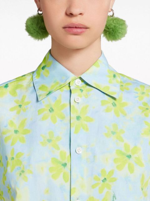 Marni floral-print cotton shirt - Blue
