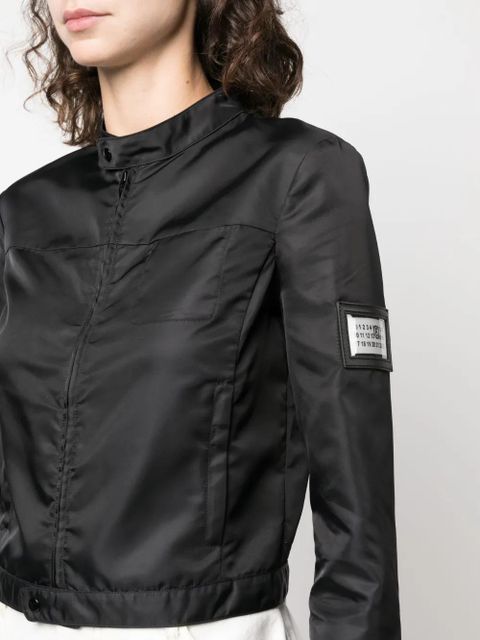MM6 Maison Margiela logo-patch cropped jacket - Black