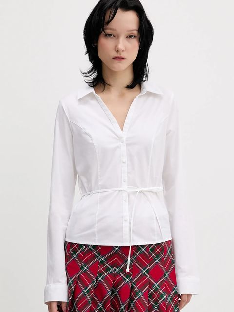 Hollister Co. koszula damska kolor biały slim z kołnierzykiem klasycznym KI340-5442 - zdjęcie produktu nr 1