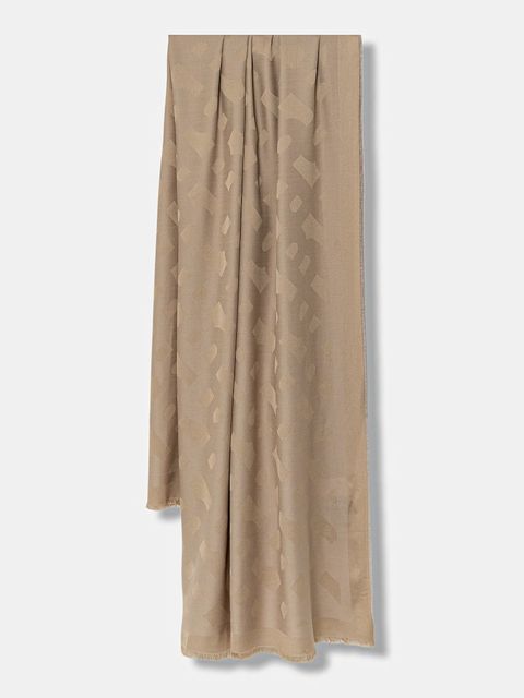 BOSS szalik z dodatkiem wełny Monyque damski kolor beżowy gładki 50555434 - zdjęcie produktu nr 1