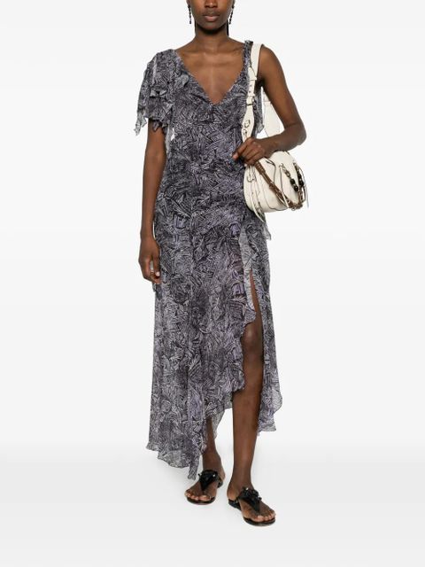 ISABEL MARANT Tylena ruffled asymmetric dress - Blue - zdjęcie produktu nr 2