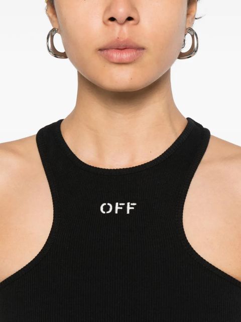 Off-White logo-embroidered tank top - Black