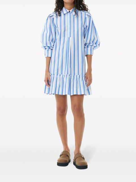 GANNI striped organic cotton shirtdress - White - zdjęcie produktu nr 2