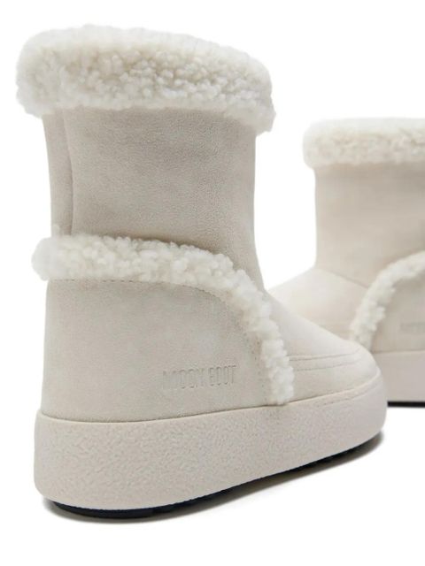 Moon Boot shearling-trimmed suede boots - White