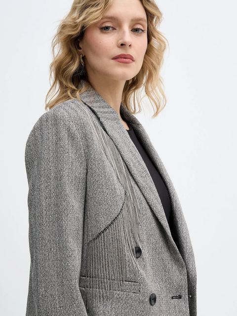 Sisley marynarka kolor czarny dwurzędowa 2D12LW03P