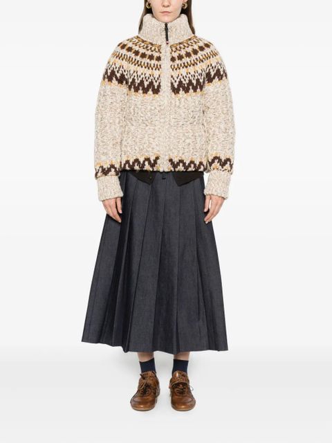 Moncler Grenoble patterned zip cardigan - Neutrals