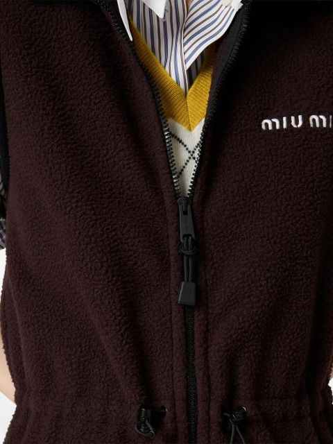 Miu Miu stand-collar fleece dress - Brown