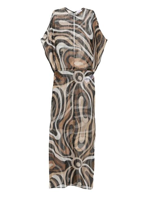 PUCCI puffy-sleeve maxi dress - Brown