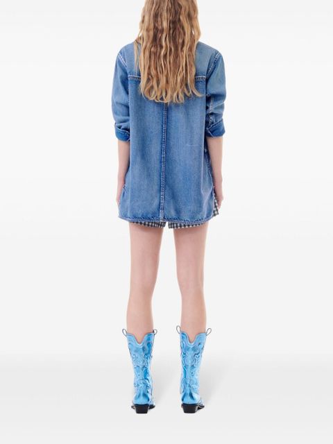 GANNI logo-embellished denim shirt - Blue