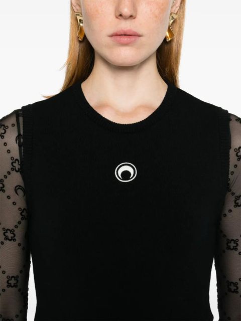 Marine Serre Crescent Moon knitted tank top - Black