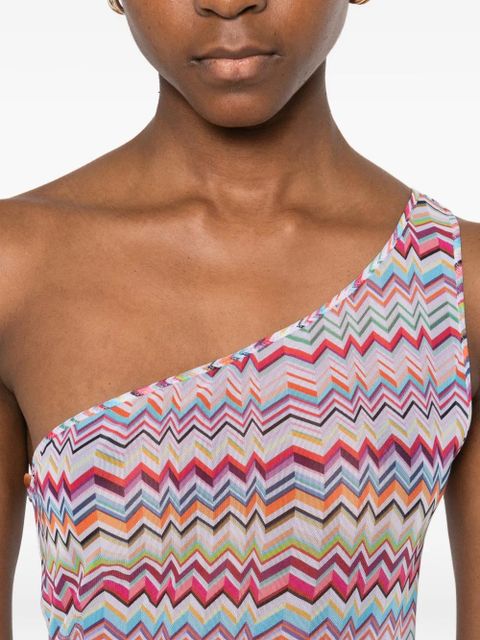 Missoni one-shoulder chevron maxi dress - Pink