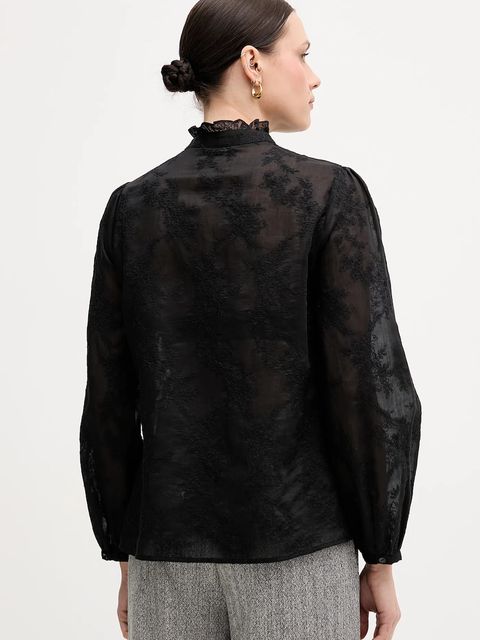 United Colors of Benetton koszula damska kolor czarny regular ze stójką 52WNDQ0CQ