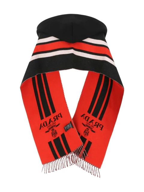 Prada striped logo scarf - Black