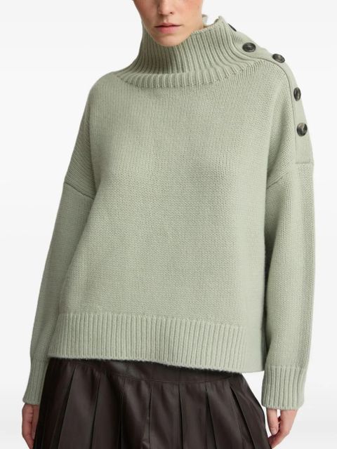 Yves Salomon high-neck button-detail sweater - Green - zdjęcie produktu nr 1