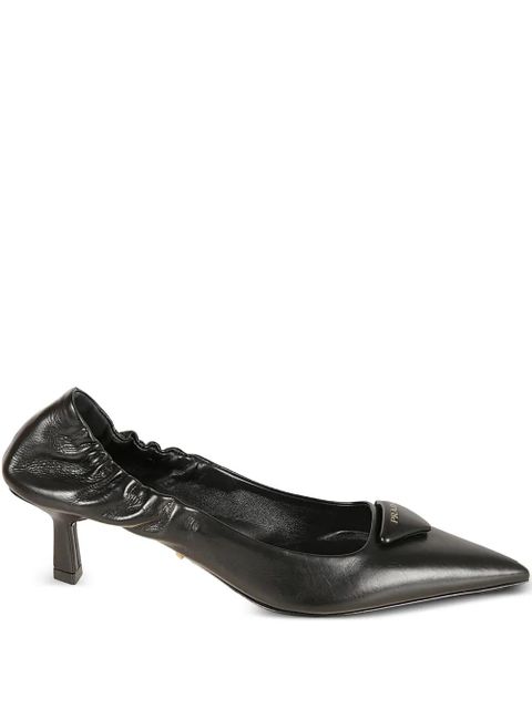 Prada pointed-toe triangle leather pumps - Black - zdjęcie produktu nr 1