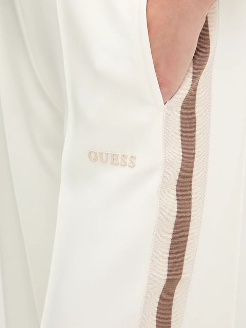 Guess spodnie dresowe YARROW damskie kolor beżowy z nadrukiem V5GB12 KCRU2