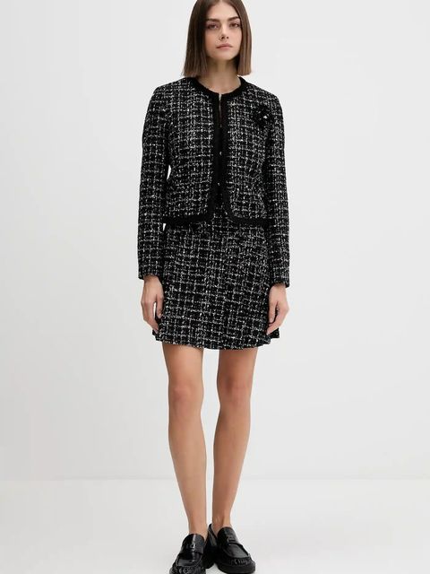 HUGO spódnica z wełną kolor czarny mini rozkloszowana 50550948