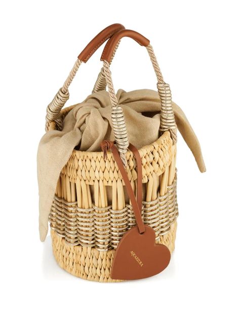 Aquazzura mini straw heart-shaped bucket bag - Neutrals - zdjęcie produktu nr 2