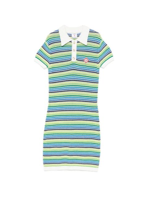 Casablanca striped-pattern logo-embroidery mini dress - Green - zdjęcie produktu nr 1