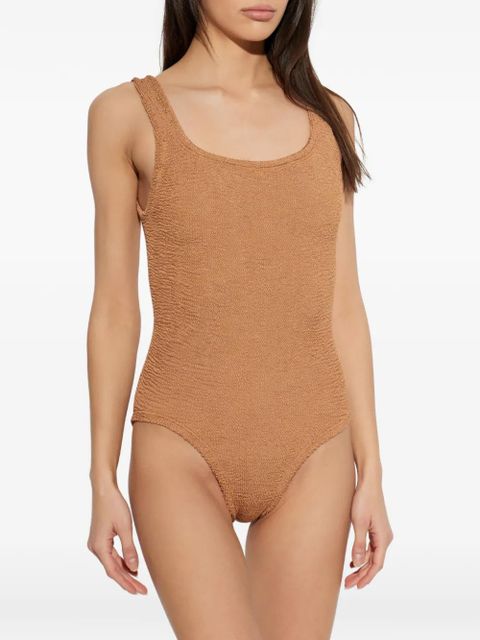 Hunza G square neck crinkle swimsuit - Neutrals