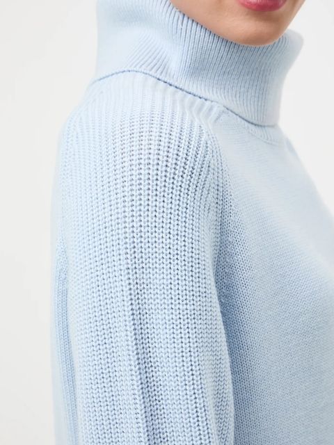 Medicine sweter z wełny merino kolor niebieski z golfem