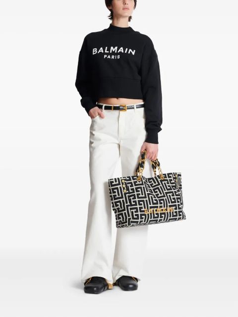 Balmain logo-plaque tote bag - Black