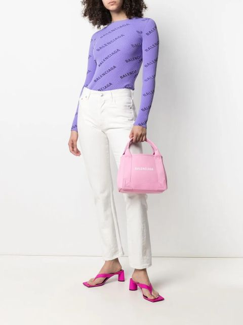 Balenciaga logo-print canvas tote - Pink