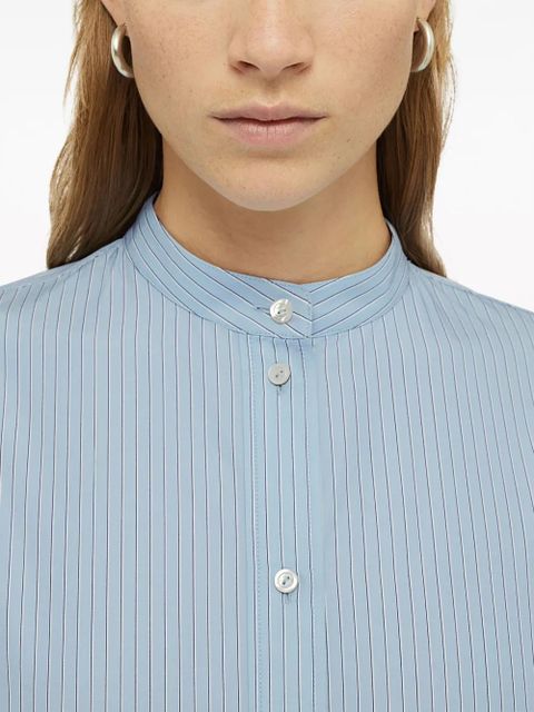 Jil Sander striped logo-patch cotton shirt - Blue