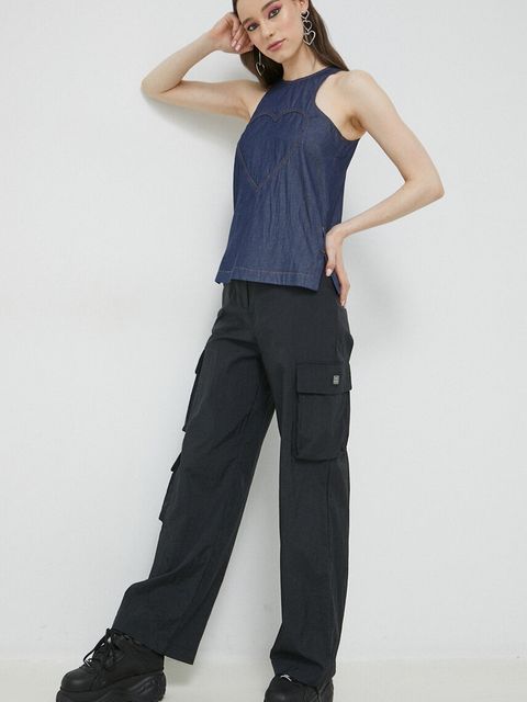 Love Moschino bluzka bawełniana kolor granatowy - zdjęcie produktu nr 2