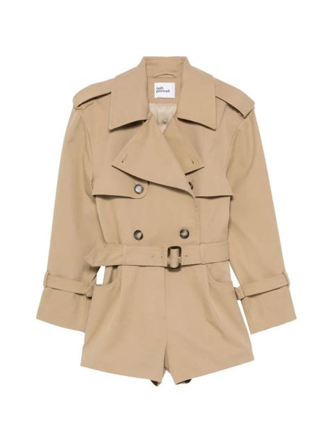 Self-Portrait belted cropped trench jacket - Neutrals - zdjęcie produktu nr 1