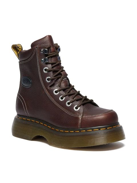Dr. Martens botki skórzane Buzz 8i damskie kolor brązowy na platformie DM42033200