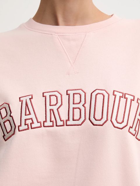 Barbour bluza bawełniana damska kolor różowy z aplikacją LOL0591