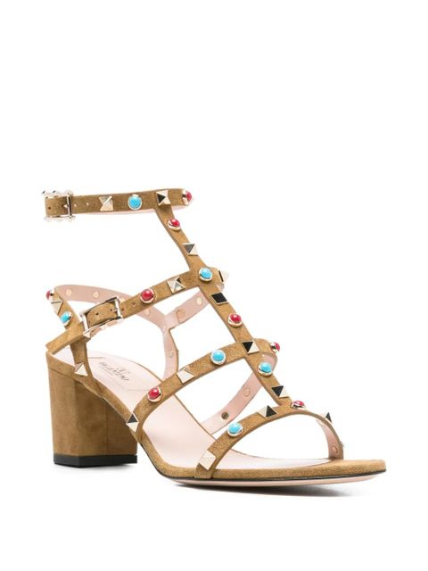 Valentino Garavani stud-embellished strap sandals - Brown