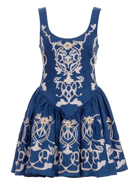 Agua By Agua Bendita Pluma embroidered mini dress - Blue - zdjęcie produktu nr 1