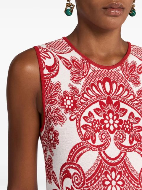 ETRO patterned-jacquard midi dress - Red