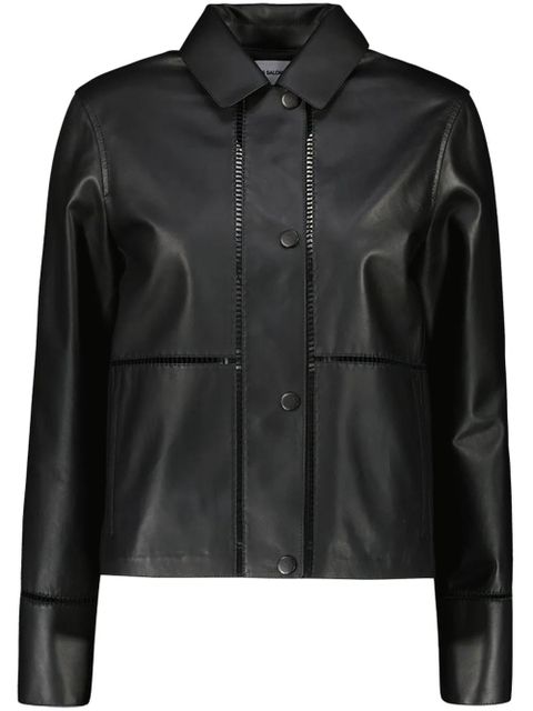 Yves Salomon ladder-stitch leather jacket - Black - zdjęcie produktu nr 1
