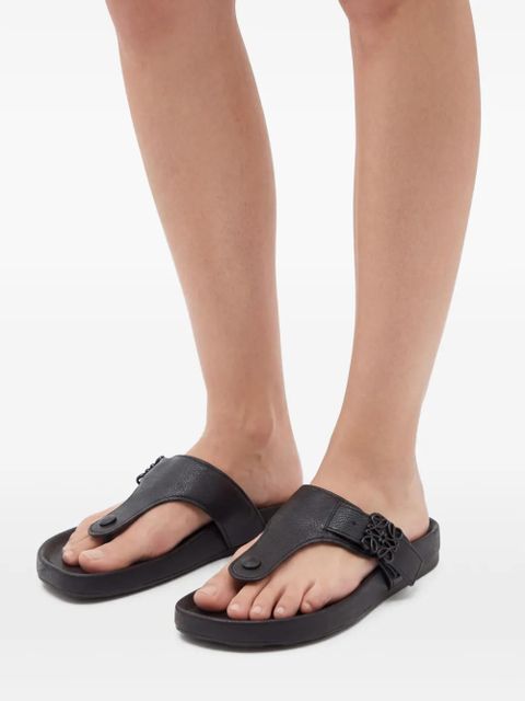 LOEWE logo-plaque leather sandals - Black