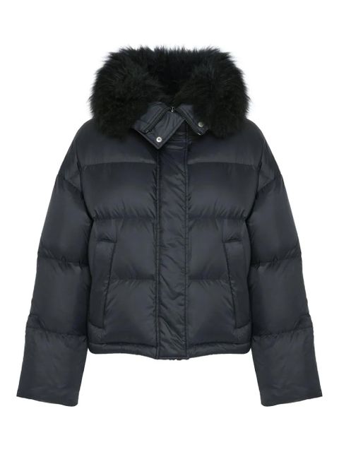 Yves Salomon lambsherling-trim puffer jacket - Black - zdjęcie produktu nr 1