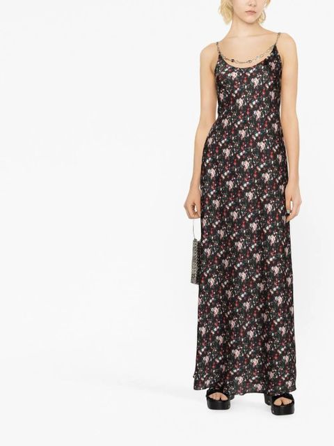 Rabanne floral-print chain-link maxi dress - Black - zdjęcie produktu nr 2
