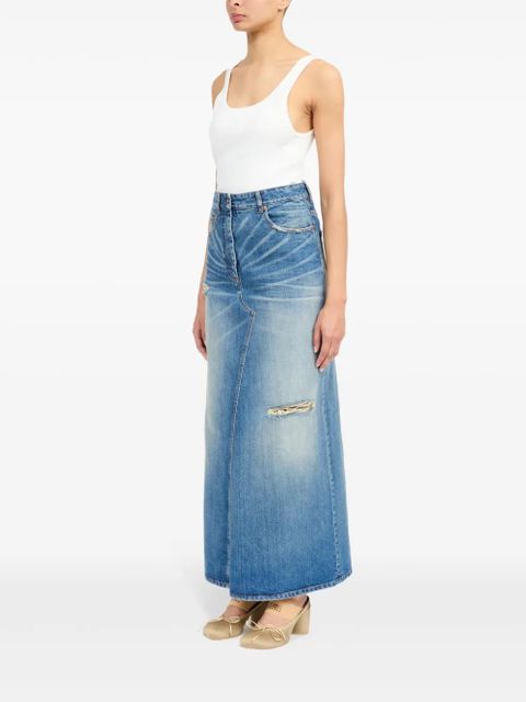 MM6 Maison Margiela logo-patch midi skirt - Blue