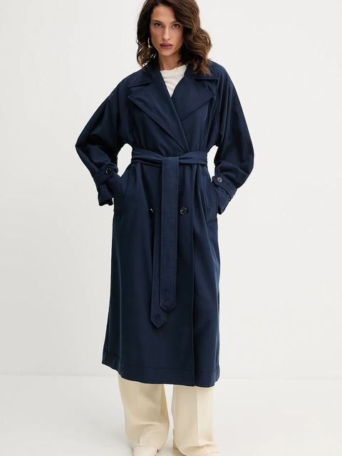 BOSS Orange płaszcz damski kolor granatowy przejściowy dwurzędowy 50543216 - zdjęcie produktu nr 1