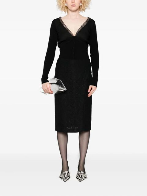 Blumarine lace-floral midi skirt - Black - zdjęcie produktu nr 2