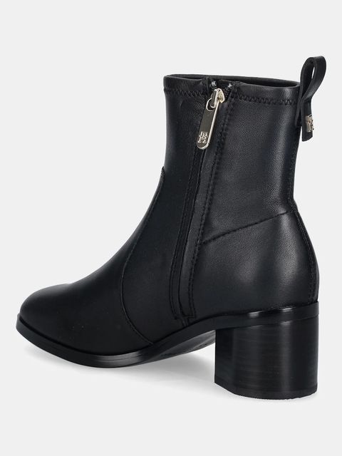 Tommy Hilfiger botki skórzane TH STRETCH LEATHER BOOTIE damskie kolor czarny na słupku FW0FW08860 - zdjęcie produktu nr 2