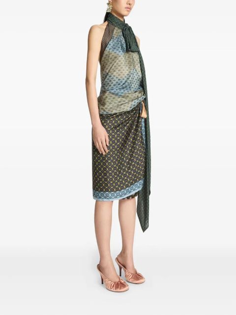 DRIES VAN NOTEN halter-neck geometric-pattern top - Green